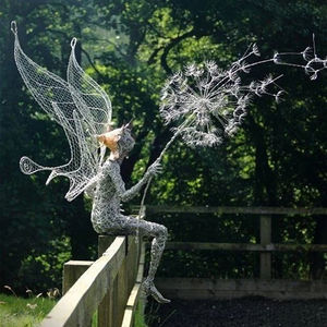 Figura de Hada de acero inoxidable personalizada, escultura para jardín, hotel, decoraciones creativas al aire libre - Product Image 3