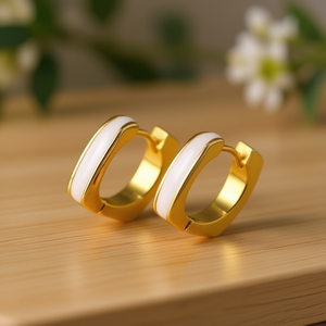 Pendientes Huggie E4766, Chapados en Oro, Aleación de Zinc, Rojos, Clásicos, Unisex, Joyería de Moda - Product Image 2