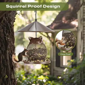 Metal Retractable Humming Bird Feeder Wild Bird Feeders Squirrel Proof Birdfeeder Outside Seed Feeder 6 Perches