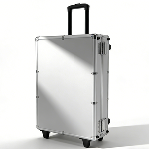 Boîte à outils portable en aluminium sur mesure, roues, cadre en métal dur argenté, construction sur mesure pour le transport et le stockage d'équipements - Product Image 1