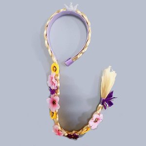 Perruque tressée Raiponce avec fleurs et couronne, accessoire de costume de princesse pour enfants, ensemble de jeu pour déguisement de fête - Product Image 3