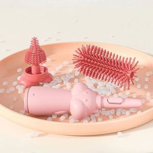 Baby <b>Bottle</b> Cleaner <b>Brush</b> Kit PP & Silicone Long Handle Cartoon Design Portable Safer Use Nipple Straw <b>Brush</b> - Product Image 6