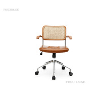 Chaise de bureau rétro en rotin, pivotante avec accoudoirs, chaise d'ordinateur pour la maison, mobilier de chambre moderne et minimaliste, fabricant en gros