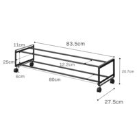 Meuble à chaussures roulant à deux niveaux, profil bas, en métal, sur roulettes, pour petits espaces, sous le lit ou dans le placard