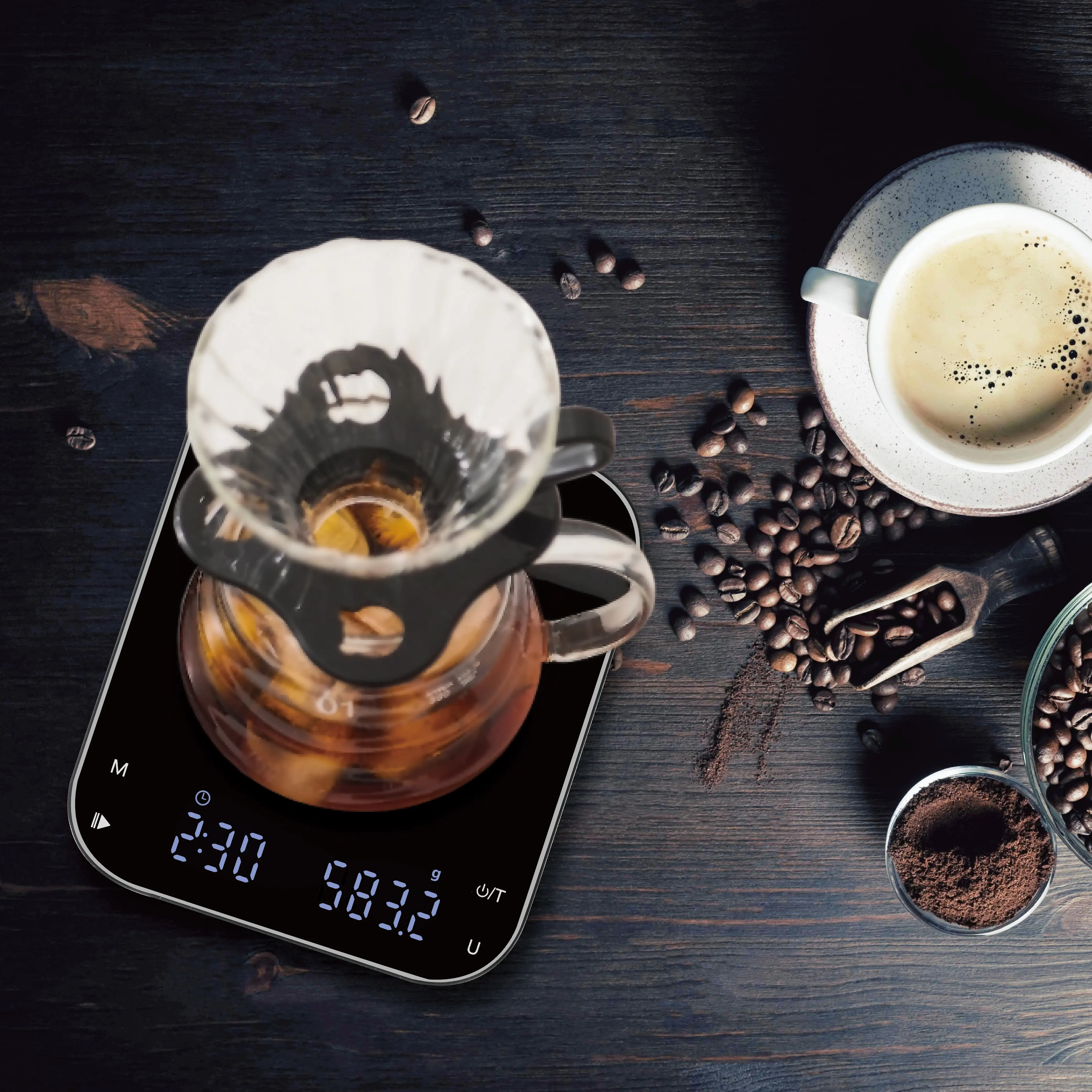 Yüksek hassas Led 3kg elektronik mutfak tartı ile denge Timemore dijital kahve ölçeği Espresso ölçeği zamanlayıcı