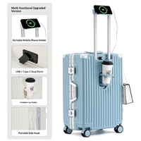 Ensemble de valises vintage à coque rigide avec cadre en aluminium, roulettes pivotantes, serrure à combinaison, valise de voyage durable