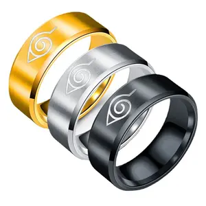 Anime japonais Attaque sur Titan Narutos Akatsuki Bague Nuage Bagues pour hommes Bague en acier inoxydable plaqué or bleu noir