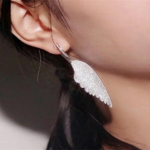 Pendientes con colgante de alas de ángel de plata tibetana para mujer, joyería cristiana romántica, pendientes chapados en plata a la moda - Product Image 5