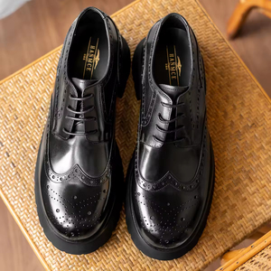 Chaussures habillées Oxford pour hommes en cuir véritable, imperméables, respirantes, légères, antidérapantes, à lacets, pour le bureau, les mariages et les occasions formelles - Product Image 5