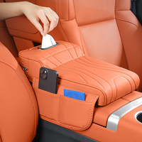 Coussin d'accoudoir de voiture amélioré avec porte-mouchoirs et poche de rangement, coussin surélevé en cuir PU, compatible avec BYD, Toyota