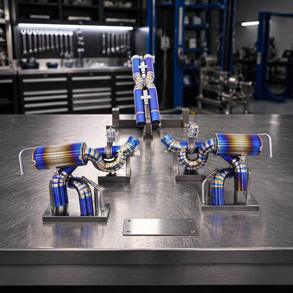VantaFlow 1.2mm Titanium Valved Catback Exhaust System Burnt Blue High Flow Performance for Ferrari California T V8 3.9T 2014-2018