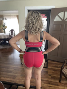 Personalizado de una pieza de las señoras con cuello en V Bikini Set XL Tamaño Sólido Sexy String Frente Logo Sujetador Breve Conjuntos Tallas grandes - Product Image 5