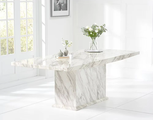 أثاث منزلي من الحجر الطبيعي طاولات طعام فاخرة من الرخام الأبيض مع كراسي - Product Image 5