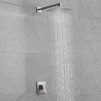 Kit de douche monofonctionnel, système de douche carré à effet pluie avec bras de douche extra long pour salles de bain
