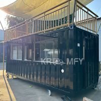Moderne foodtruck, zeecontainer, geprefabriceerde mobiele strandbar, huizen, restaurant, keuken, koffieshop, café