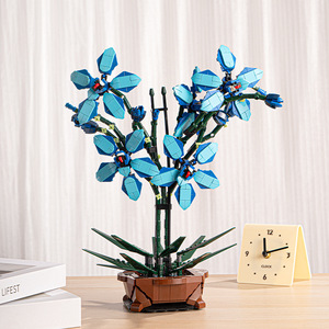 Blue Cymbidium Potted Plant <b>Building</b> <b>Blocks</b> 800 Pieces High Simulation DIY Indoor Ornament Artificial Plant Toy - Product Image 5