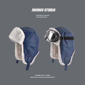 قبعة طيار عتيقة للرجال قبعة شتوية لركوب الدراجات في الهواء الطلق قبعة سميكة للتزلج في الطقس البارد - Product Image 1