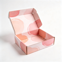 Boîte d'emballage pour produits de soin de la peau rose aquarelle, boîte de beauté en carton ondulé imperméable, production en 72h
