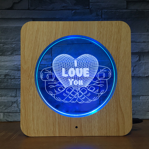 I Love U Woord Vorm Valentine Gift 3D Hout Gekleurde Plastic Led Nachtlampje Oem Acryl Lampvoet Decoratie Foto frame - Product Image 5
