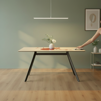 Mueble de Hogar Extensible y Plegable, Moderno, de Lujo, con Cubierta de Cerámica Rectangular Delgada y Patas de Acero Inoxidable, Ecológico