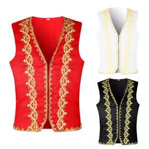 Gilet <span class=keywords><strong>Baroque</strong></span> élégant avec broderie dorée pour <span class=keywords><strong>homme</strong></span>, veste de Cosplay médiéval, gilet de Prince victorien, tenue de scène, de bal, de drame et d'opéra - Product Image 1