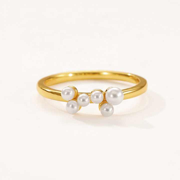 Diamond Bicolore Ring in Platinum And 18k Vermeil Yellow Gold Overlay Sterling Silver - 7228995