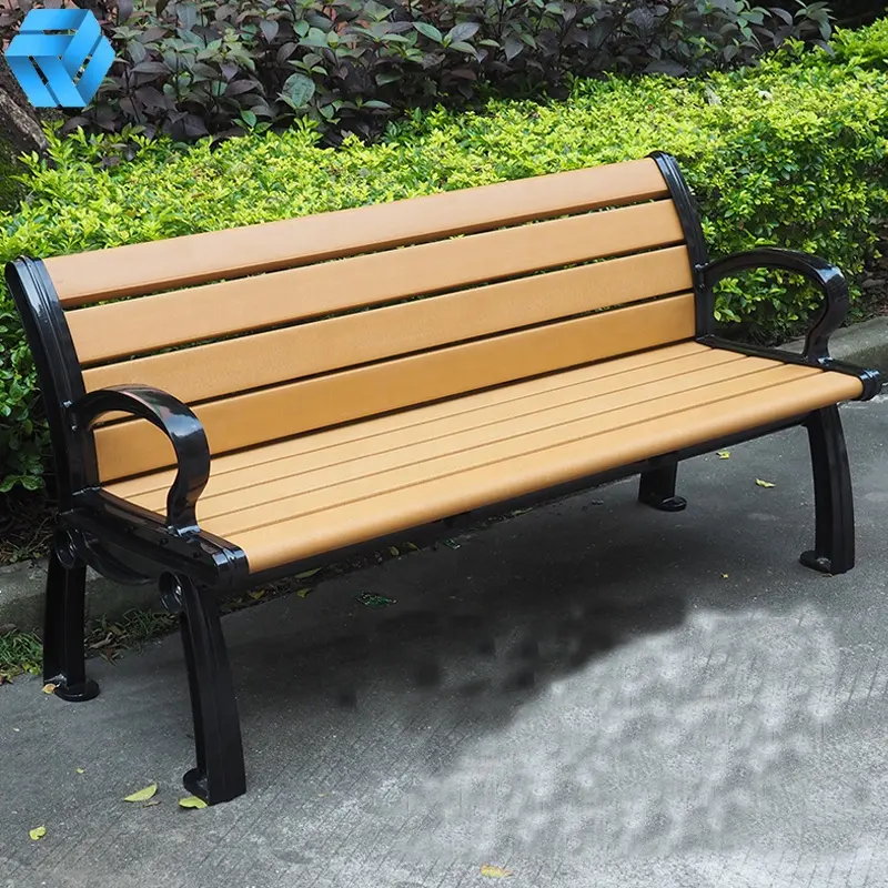 Factory Outlet Metal Leisure Backless Street Wood Bench Outdoor Public Modern Waiting Patio Park Bench produttore