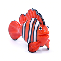 Figurine de poisson-clown en verre soufflé artisanal de Murano, créature marine décorative