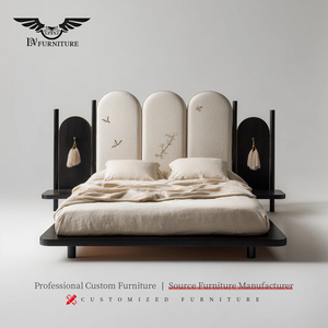 Lvfurniture Letto <span class=keywords><strong>Matrimoniale</strong></span> di Design Creativo e alla Moda con Ampio Spazio di Stoccaggio, Linee Semplici e Moderne, <span class=keywords><strong>Dimensioni</strong></span> Personalizzabili - Product Image 1