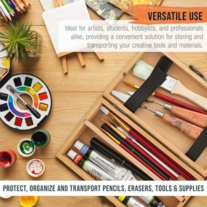 Stylo et boîtes en bois multifonctions <span class=keywords><strong>Crayon</strong></span> en bois non fini dans une boîte Boîte de rangement pour outils et pinceaux d'artiste - Product Image 3