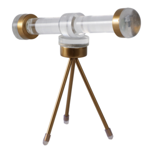 Scultura decorativa a forma di telescopio in acrilico e metallo per soggiorno, ufficio, mensola o tavolino da caffè - Product Image 2