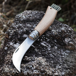 มีดเห็ดสแตนเลส ด้ามไม้ พร้อมแปรง มีดปลูกต้นไม้ มีดเห็ดพับได้ - Product Image 2