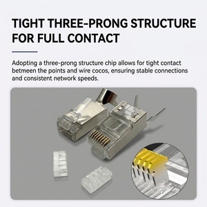 Connecteur RJ45 blindé en métal CAT7 plaqué or 8P8C, fiche réseau modulaire Ethernet FTP STP Cat 7 - Product Image 2
