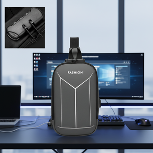 Borsa a Tracolla Multifunzione Antifurto da Uomo in Oxford con Porta USB e Lucchetto a Combinazione Impermeabile - Product Image 2