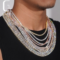 Collier Chaîne Tennis Hip Hop Moissanite VVS1 S925 2mm 3mm 4mm 5mm 6.5mm Effet Diamant Givré, Meilleures Ventes