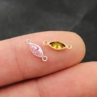 Nouveau 2025 Connecteurs Sertis de Zircon Marquise 3x6mm en Plaqué Or Véritable pour Bracelets Permanents Bijoux Breloques Pierres de Naissance en Argent S925