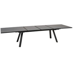 AJUNION Mobilier d'extérieur moderne <span class=keywords><strong>en</strong></span> aluminium <span class=keywords><strong>Table</strong></span> <span class=keywords><strong>de</strong></span> salle à manger avec dessus <span class=keywords><strong>en</strong></span> céramique et verre <span class=keywords><strong>Table</strong></span> à manger <span class=keywords><strong>extensible</strong></span> entièrement automatique - Product Image 1
