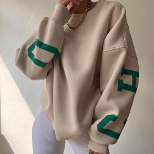 Felpa Oversize con Stampa Logo Personalizzata, 100% Cotone, Stile Streetwear, Spalle Scese, Grafica <span class=keywords><strong>Chicago</strong></span>, per Donna - Product Image 2