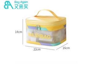 Bolsa DE ASEO al por mayor, bolsa de aseo impermeable con asa superior, gran capacidad, colorida, portátil, de piel sintética, transparente, PVC, neceser de viaje para cosméticos - Product Image 6