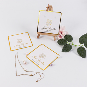 Cartes de présentation personnalisées en carton blanc pour colliers, bracelets, bijoux en or et argent, cartes pour boucles d'oreilles avec logo en feuille d'argent - Product Image 2