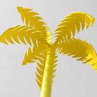 Décor de palmier en fibre de verre jaune pour vitrines de magasins et présentoirs de centres commerciaux