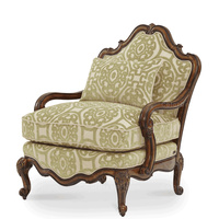 Fauteuil bas à dossier bas en bois sculpté de style français de luxe de conception américaine Salon Fauteuil Berger
