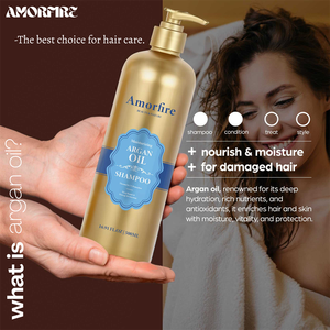Champú y <span class=keywords><strong>Acondicionador</strong></span> Orgánico de Aceite de Argán 500ml, Limpieza Profunda, Hidratante, Anti-frizz, Nutritivo, Previene la Caída del Cabello - Product Image 4