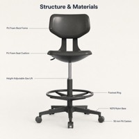 Chaise de laboratoire médical hospitalier ergonomique, tabouret réglable anti-statique