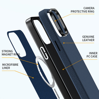 Coques de téléphone personnalisées en cuir grain litchi imperméable antichoc pour iPhone 17 Air, bleu foncé, style Ins, à prix réduit
