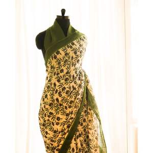 Sari de Lino y Seda Estampado de la Mejor Calidad para Uso Diario y Fiestas, Fabricado en India por UDDUP, Cantidad al por Mayor, Unisex, Estilo Pakistaní - Product Image 2