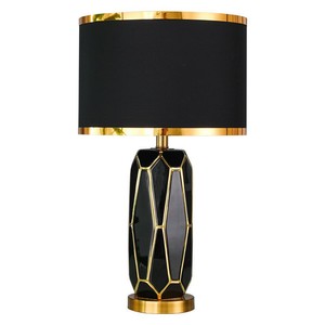 Modern Brass Table <b>Lamp</b> Fabric Shade <b>LED</b> Warm White Light Eco-Friendly Eye-Caring 2-Year Warranty-Luxury <b>Bedside</b> <b>Lamp</b> for - Product Image 3