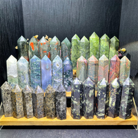 Tour de point de matériaux mixtes en cristal naturel de pierre polie en gros pour la méditation