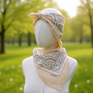 Foulard Quadrato Angelina 100% Cotone Beige Paisley 54x54cm Accessorio di Moda - Product Image 3
