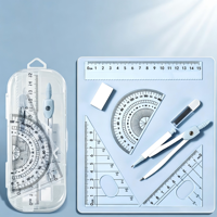 Kit de 8 compas géométriques Macaron pour le dessin mathématique, avec règle, équerre, rapporteur et gomme, pour la papeterie scolaire